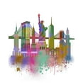 thumbnail image 2 of Fab Funky  15x18 White Modern Wood Framed Museum Art Print Titled - New York Skyline Rainbow Bright, 2 of 4