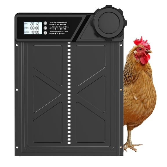 Automatic Chicken Coop with Aluminum, Battery, Automatic, Manual Timer, Anti-Pinch, Battery Powered, LCD Display
