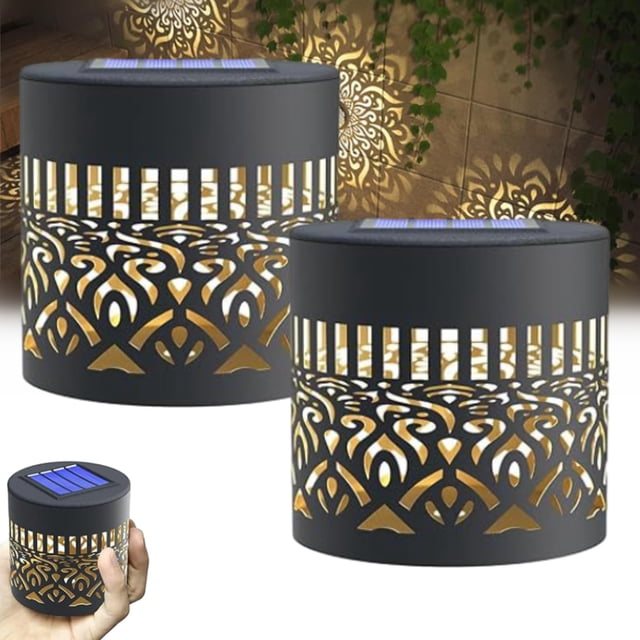 Luces Solares de Metal para Cercas con Patrón de Mandala Decorativo, Decoración para Terrazas y Patios