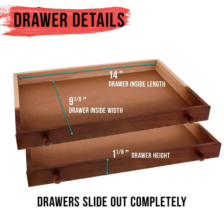 Kuyal Art Supplies Box Easel Sketch Box Painting Storage Box-Adjustable  Design with Large 2-Drawer（2-Drawer Box Easel)
