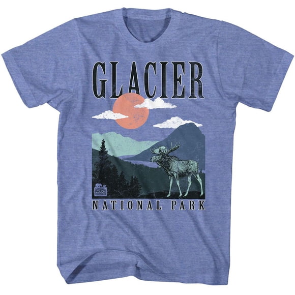 National Parks Glacier National Park Light Blue Heather Adult T-Shirt