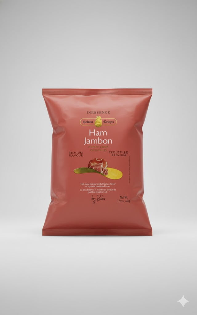 Inessence Spanish Potato Chips Variety Pack – 4-4.41oz (Truffle, Chorizo, Jamón Ibérico, Extra Thick) – Authentic Gourmet Snacks from Spain, Non-GMO