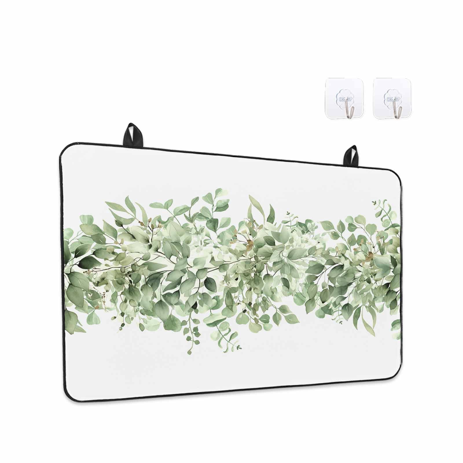 Sage Green Eucalyptus Leaves Stove Top Cover for Electric Stove, Heat-proof & Non Slip Glass Top Stove Cover Protector, Spring Summer Botanical Floral Kitchen Flat Cooktop Rubber Mat 28.5x20.5 Inches
