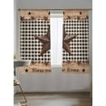 thumbnail image 5 of Country Star Sheer Curtains 63 inches Long, Farmhouse Texas Star Vintage Black Plaid Light Filtering Sheer Window Curtains Rod Pocket Voile Drapes for Bedroom Living Room, 52"W x 63"L 2 Panels, 5 of 7