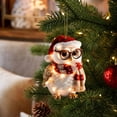 thumbnail image 3 of QISIWOLE 2D Christmas Owl with Glasses Hat Scarf Tree Ornament, Festive Hanging Decoration, 3.15 x 3.15 in Plastic Ornament, for Christmas Tree and Holiday Decor, 3 of 6