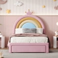thumbnail image 2 of Jopath Twin Size Upholstered Bed, Velvet Princess Platform Bed with Storage Drawer, Rainbow Design for Toddler Kids Teens, 2 of 7
