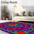 thumbnail image 2 of ODIKA 6'x9' Machine Washable Non-Slip Area Rug, Enchanted Garden Floral Wonderland Decorative Accent High Traffic Rug, Purple, 618159, 2 of 7
