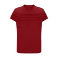 thumbnail image 4 of Craaazy Women's Relaxed Fit Crew Neck Blouse, Solid Color Short Sleeve Pleated Top, Loose Comfy Casual Tee for Spring & Summer Gifts, 4 of 7