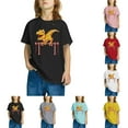 thumbnail image 1 of T-Shirts à Manches Courtes pour Enfants Garçons Filles 3-10 Ans Dinosaure Col Rond Coton Imprimé Mode Mignon Rose, 1 of 5