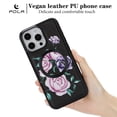 thumbnail image 2 of for iPhone 13 Pro Max Floral Pattern PU Leather + TPU Magnetic Wireless Charging Case, Classic Shockproof Ultra Slim Drop Protective Anti-Scratch Lightweight Women Girls Back Cover, Black, 2 of 8