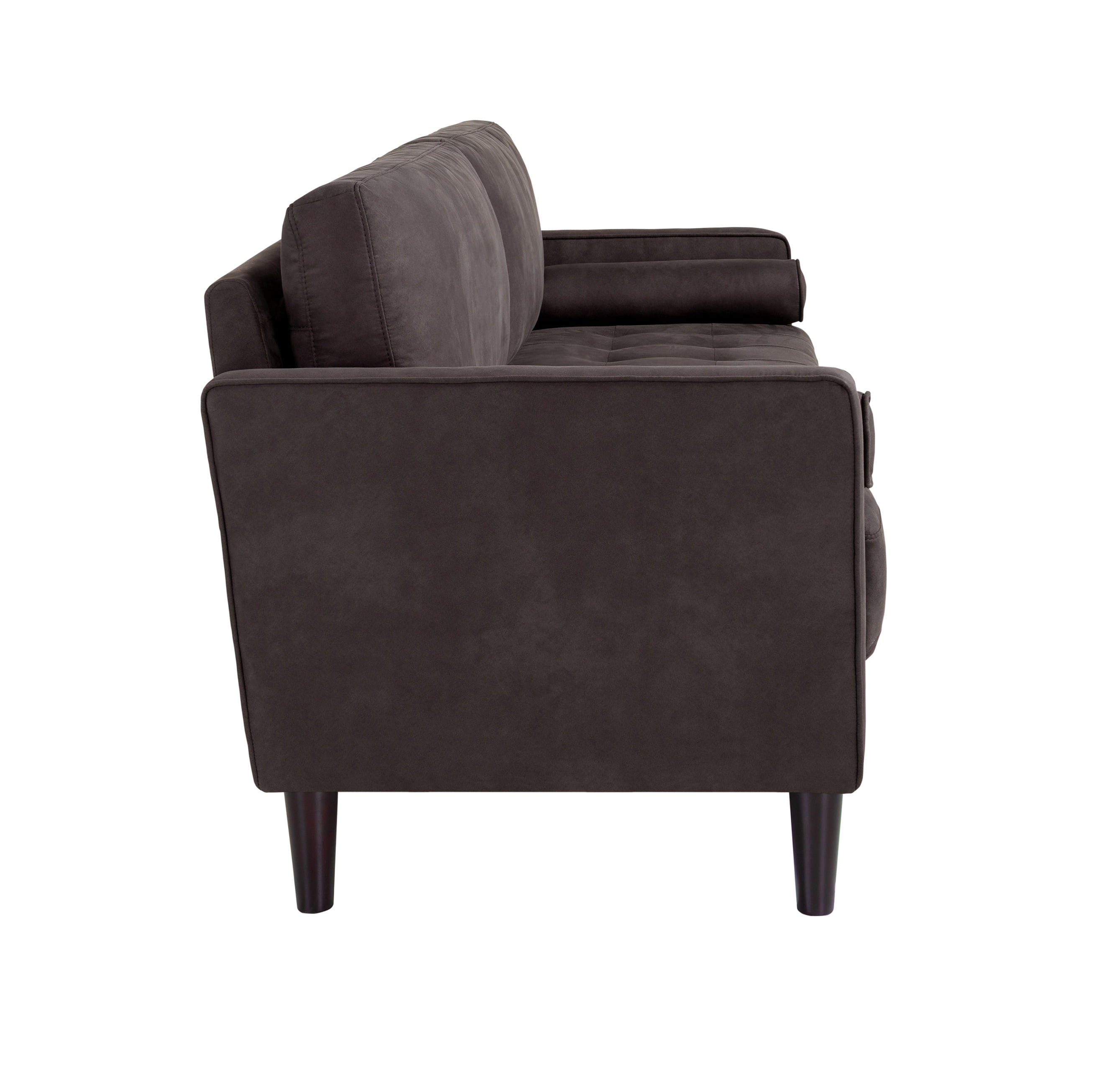 Studio Living Lorelei Mid-Century Modern Sofa, Charcoal Faux Leather