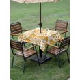 thumbnail image 3 of Square Outdoor Tablecloth with Umbrella Hole and Zipper 54x54 Inch, Yellow Orange Coastal Coral Waterproof Patio Table Cloth, Summer Nautical Sea Beach Ocean Washable Picnic Table Cover for Camping, 3 of 7