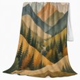 thumbnail image 2 of YShenghong Muted Mountain Ranges With Pines Sun And Winding Road Printed Flannel Blanket, 2 of 7