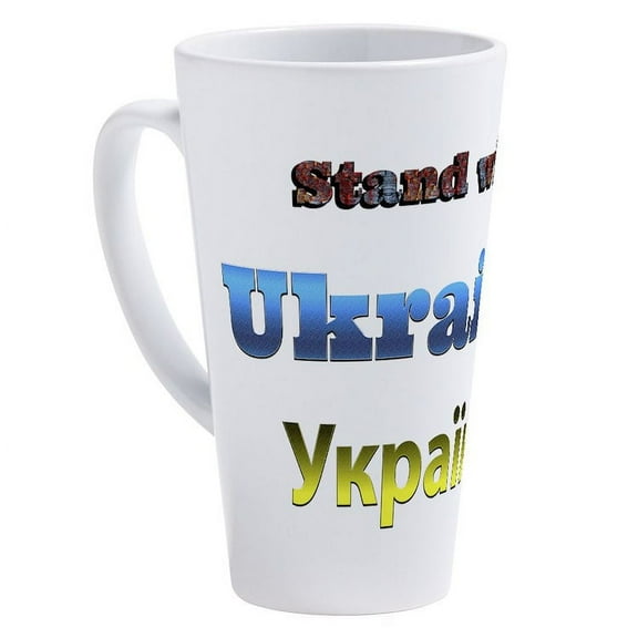 CafePress - Ukraine - 17 Oz White Ceramic Latte Mug