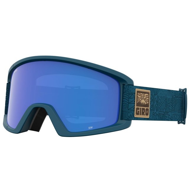 Giro Semi Ski Goggles - Gafas de snowboard para hombres, mujeres y jóvenes - Correa Harbor Blue Adventure Grid con lentes gris cobalto/amarillo