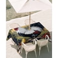 thumbnail image 3 of 60x120 Inch Outdoor Tablecloth with Umbrella Hole Zipper Rectangle Black White Vintage Rooster Rectangular Tablecloths Outside Waterproof Pastoral Animals Watercolor Patio Table Cover for Picnic, 3 of 8