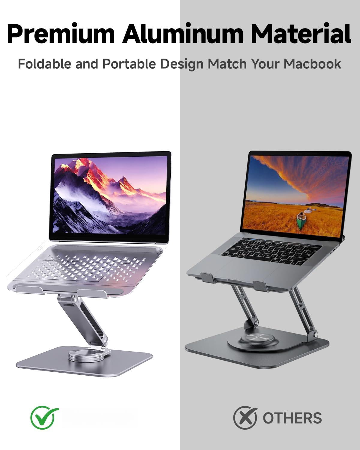 Laptop Stand For Desk  Aluminum Alloy Riser 360 Rotation Base Portable Adjustable Office Home Fits Macbook Air Pro (10"-17.3'') -