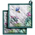 thumbnail image 1 of Tropiques 100% Cotton Set of 2 Pot Holders with Loop Heat Resistant for BBQ | Cooking | Baking | Grilling | Microwave | Barbecue | Spring/Summer (8 Inch by 8 Inch)., 1 of 8