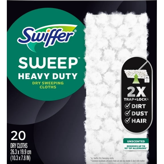 Swiffer Sweeper Heavy Duty Mop Pad Refills for Floor Mopping and Cleaning, All Purpose Multi Surface Floor Cleaning Product, 20 Count, 2 Pack