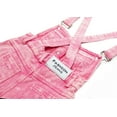thumbnail image 5 of Kidscool Space Girls Stars Rose Embroidered Raw Edge Ripped Fashion Denim Shortalls,Pink,4-5 Years, 5 of 6