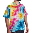 thumbnail image 2 of tie dye100 Men's Short Sleeve Printed Button Down Beach Shirt Casual Summer Unisex Tops with Spread Collar, 2 of 6
