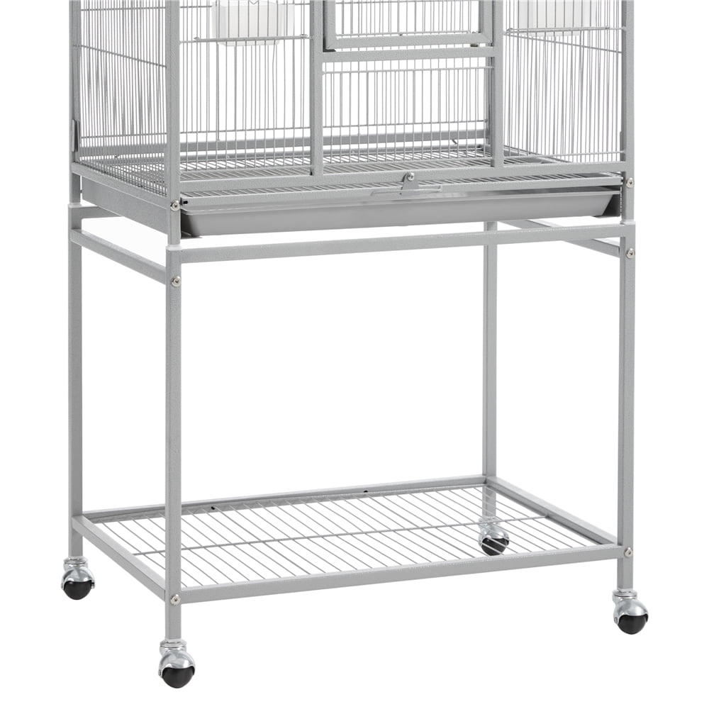 Renwick 53.5"H Large Rolling Metal Pet Cage with Detachable Stand，Light Gray