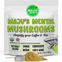 MAJU's Organic Mental Mushrooms Powder, 80g - Edible Dietary Nootropic Supplement, Chaga, Reishi, Cordyceps & Lion's Mane for Healthcare, Mental Fitness for Coffee & Tea