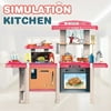 Frostluinai Toy Kitchen Little Kids Role Play Kitchen Accessories Playset with Simulation of Spray & Realistic Lights Sounds & Running Water & Easy Bake Oven, for Boys Girls, Pink