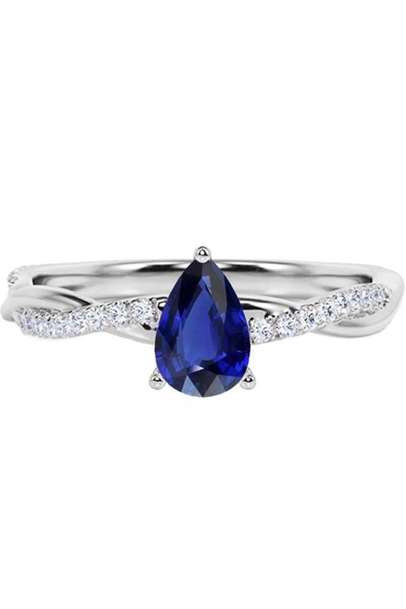 Enterprises 66624 Solitaire with Accents Ceylon Sapphire 2.50 CT Twist Style Ring, Size 6.5