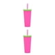 thumbnail image 3 of Toystoory Vaso de paja de plástico de doble capa de Color caramelo, botella de café, té, leche, vaso de coche de gran capacidad esmerilado Rosa fluorescente roja 2piezas, 3 of 6