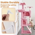 thumbnail image 6 of Yaheetech 57.5''H Cat Tree Tower Cat Tree with 2 Condos, Scratching Posts, Ramp, Pink, 6 of 7
