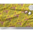 thumbnail image 3 of Soimoi Yellow Silk Fabric Leaves & Primrose Floral Print Sewing Fabric Yard 42 Inch Wide, 3 of 3