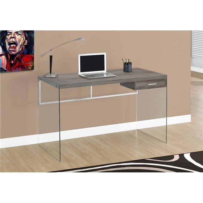 HomeRoots 333409 30 in. Particle Board & Clear Tempered Glass Computer