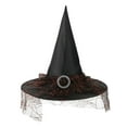 thumbnail image 1 of Sombreros de Halloween, sombrero de encaje de bruja, sombrero ancho acorralado para fiesta de festival, sombrero de poliéster para mujer, 1 of 2