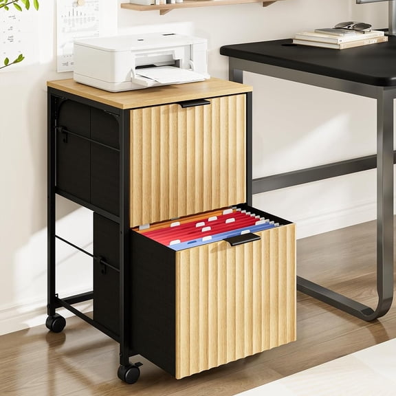 Ktaxon 2-Drawer File Cabinet Vertical Filing Cabinet for Letter A4-Sized Files Easy to Assemble, Modern Style Fluted Design