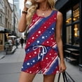 thumbnail image 2 of JULMCOMO 4th of July Two Piece Sets for Women USA Flag Sleeveless Tank Top Patriotic Short Sets Independence Day Square Neck Stars Stripes Clothes with Pockets Sky Blue XL, 2 of 8