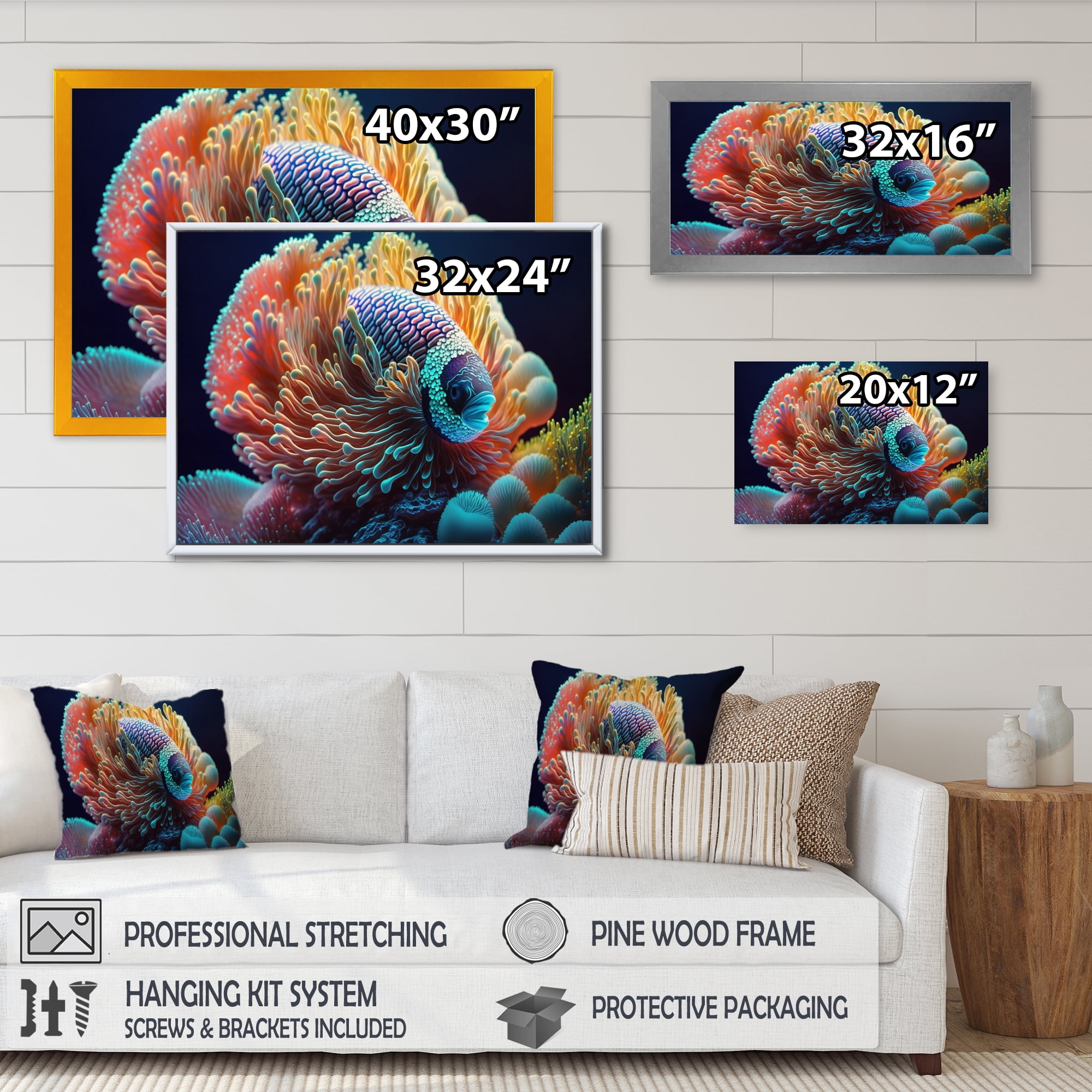 Designart Fish In The Ocean I Canvas Wall Art