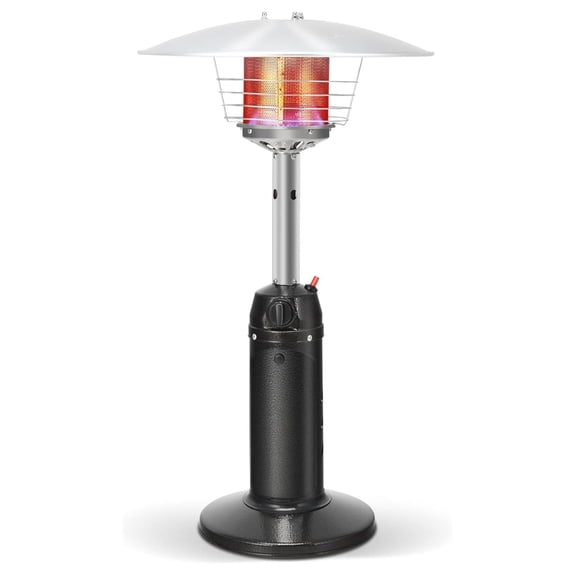 Outdoor Propane Patio Heater, 13,000 BTU Portable Heater w/Weighted Base, Stainless Steel, Adjustable Thermostat, Electric Heater for Backyard, Garden, Restaurant, Black