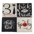 thumbnail image 1 of 4 fundas de almohada de Halloween de 45 x 45 cm con cara de calabaza, araña, murciélago, castillo, invisibilidad, cremallera, fundas de almohada de lino para el sofá del hogar 06, 1 of 9