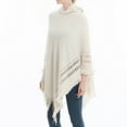 thumbnail image 5 of HBYJLZYG Womens Hooded Shawl Wrap Cape, Crochet Versatile Tassel Irregular Hem Sweater Tops, 5 of 6