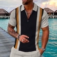 thumbnail image 4 of Vedolay Mens Summer Casual Print Zipper Short Sleeve Tops and Shorts Outfits,Khaki 3XL, 4 of 5