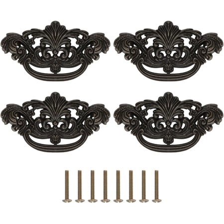 3 Inch C-C Vintage Drawer Pulls – 4PCS 3'' Dark Antique Bronze Cabinet Handle Brass Dresser Pulls Kitchen Hardware 76mm Centers Furniture Handles and Knobs for Drawer Pull Cabinet Door