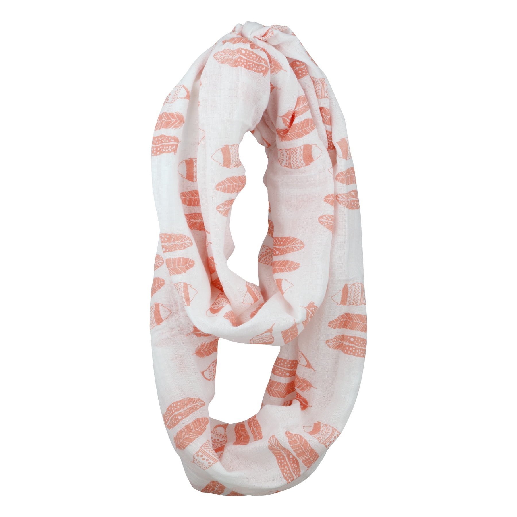 Bacati Muslin Nursing Scarf, Coral Tribal Feathers, 1.0 CT