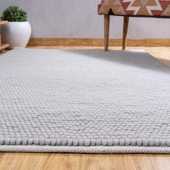 Elegant Rug Store Hand knitted Fish Eye Wool Loop Area Rug Dhurrie