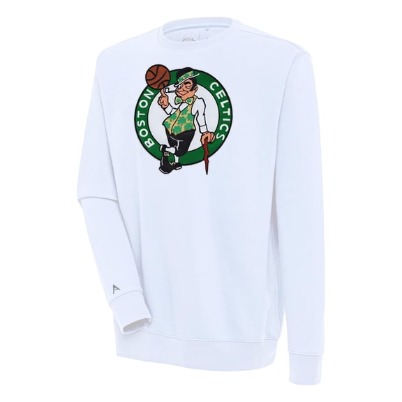Men's Antigua  White Boston Celtics Victory Pullover Sweatshirt