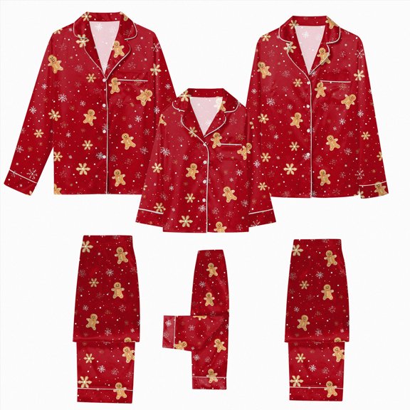 Linfrsh Matching Family Pajamas Set for Christmas, Long Sleeve Shirt with Pants Soft Sleepwear Loungewear for Holiday Wear