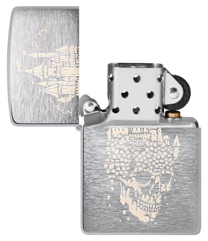 Zippo Lighter - Customized Engraved Message Windproof Skull Castle Design 46477