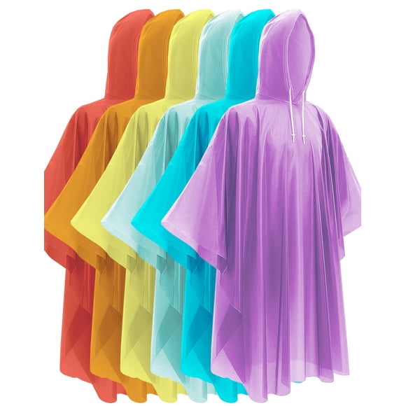 Ponchos de lluvia desechables Hitituto, 127 x 114 cm, impermeables, con capucha, paquete de 6