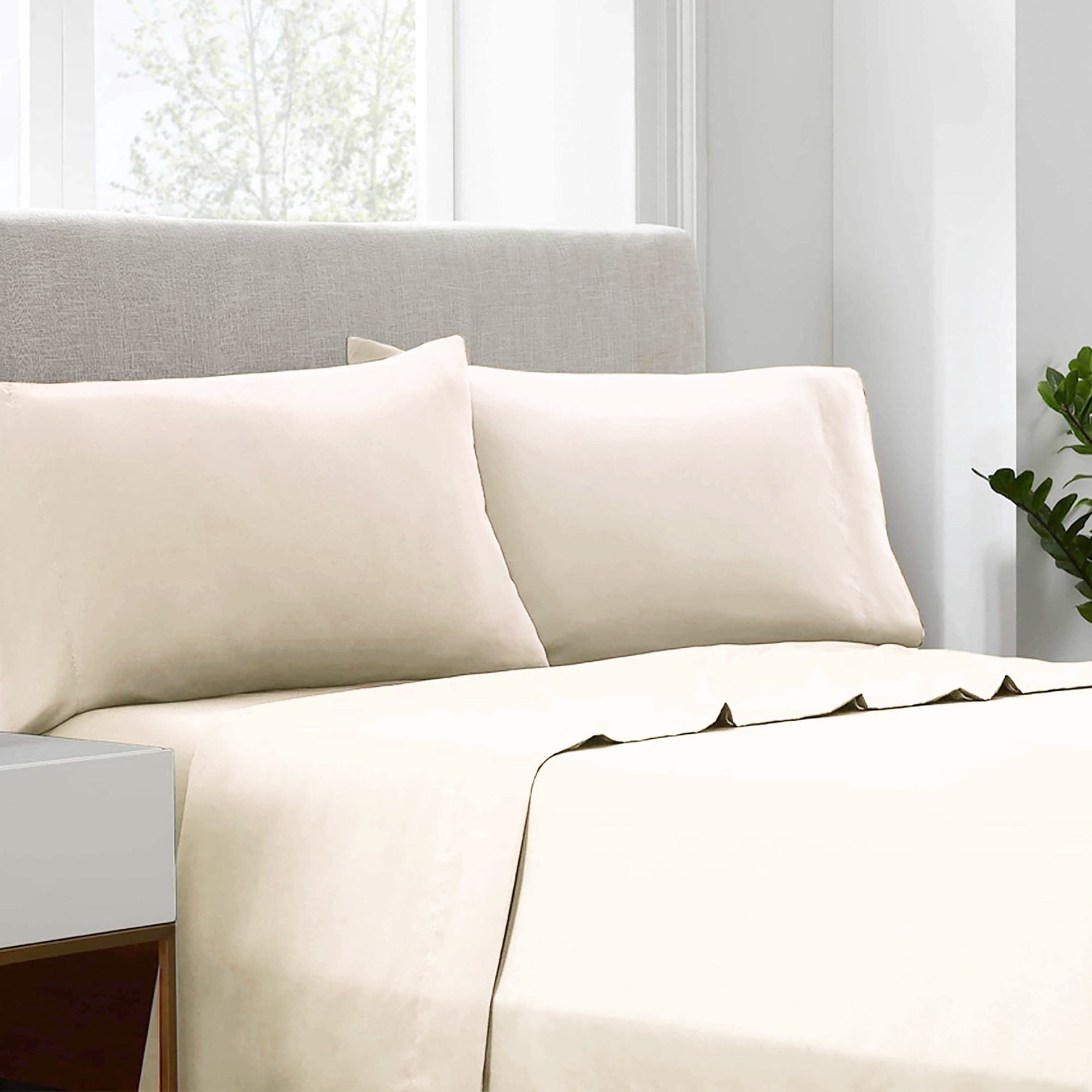 Linum Home Textiles 400 Thread Count Off-White Cotton Sheet Sets Queen (4 Pieces)