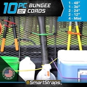 SmartStraps Adjustable Bungee Cord, Assorted Colors, 10 Pack – Includes Two 12”, Two 24”, One 36”, One 48”, and Four Mini Bungee Cords – Ideal for Securing Luggage, Gas Cans, and Coolers to Vehicles